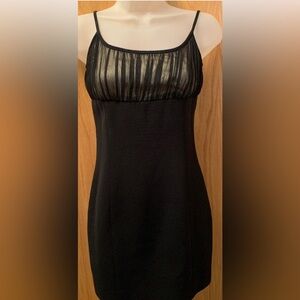 Y2K 90s Bebe Black Slipdress Illusion Dress LBD Size 0